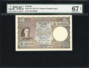 CEYLON. Government of Ceylon. 5 Rupees, 12.7.1944. P-36. PMG Superb Gem Uncirculated 67 EPQ.
Tied for finest in the PMG population report as of the t...