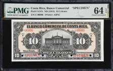 COSTA RICA. Lot of (2). Banco Comercial de Costa Rica. 5 & 10 Colones, ND (1914). P-S146s & S147s. Specimens. PMG Choice Uncirculated 64 & Choice Unci...