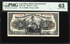 COSTA RICA. Banco Internacional de Costa Rica. 1 Colon, 7.6.1935. P-158c. PMG Choice Uncirculated 63.
Another example in the same grade as the previo...