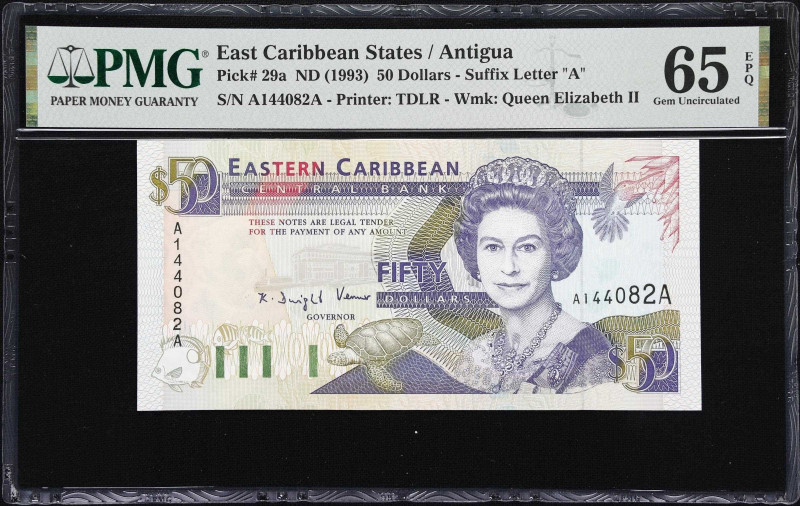 EAST CARIBBEAN STATES / ANTIGUA. Eastern Caribbean Central Bank. 50 Dollars, ND ...