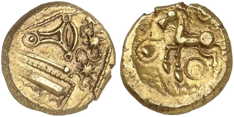 KELTISCHE MÜNZEN. GALLIEN. - Treveri.&nbsp;&nbsp; 
 Augenstater. Stilisiertes A...
