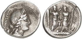 RÖMISCHE MÜNZEN. RÖMISCHE REPUBLIK. C. Egnatius Maximus.&nbsp;&nbsp; 
 Denar, 75 v. Chr. Büste der Libertas / Stehende Roma neben Venus.
Cr. 391/3; ...