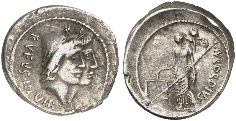 RÖMISCHE MÜNZEN. RÖMISCHE REPUBLIK. Mn. Cordius Rufus.&nbsp;&nbsp; 
 Denar, 46 ...