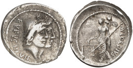 RÖMISCHE MÜNZEN. RÖMISCHE REPUBLIK. Mn. Cordius Rufus.&nbsp;&nbsp; 
 Denar, 46 v. Chr. Köpfe der Dioskuren / Venus mit Waage und Cupido.
Cr. 463/1; ...