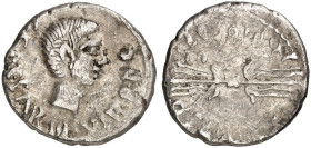 RÖMISCHE MÜNZEN. RÖMISCHE REPUBLIK. Q. Salvidienus Rufus.&nbsp;&nbsp; 
 Denar, 40 v. Chr. Kopf des Octavianus / Blitzbündel.
Cr. 523/1; S. 1326 3,64...