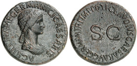 RÖMISCHE MÜNZEN. RÖMISCHE KAISERZEIT. Agrippina Senior, gest. 33.&nbsp;&nbsp; 
 Sesterz, geprägt unter Claudius. Rev. SC in Umschrift.
RIC 102; C. 3...