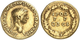 RÖMISCHE MÜNZEN. RÖMISCHE KAISERZEIT. Claudius, 41 - 54.&nbsp;&nbsp; 
 Aureus. Rev. Schrift in Eichenkranz.
RIC 53; Cal. 383 Gold 7,37 g ss