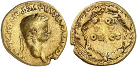 RÖMISCHE MÜNZEN. RÖMISCHE KAISERZEIT. Claudius, 41 - 54.&nbsp;&nbsp; 
 Aureus. Rev. Schrift in Eichenkranz.
RIC 53 (R3); BMC 64; Cal. 383 Gold 7,59 ...