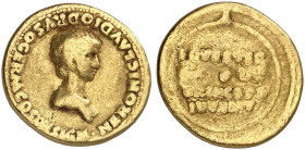 RÖMISCHE MÜNZEN. RÖMISCHE KAISERZEIT. Nero Caesar, 37 - 54.&nbsp;&nbsp; 
 Aureus, geprägt unter Claudius. Rev. Schrift auf Rundschild.
RIC 78; C. 94...