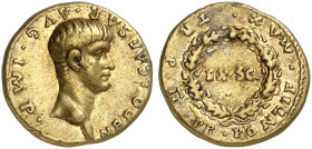RÖMISCHE MÜNZEN. RÖMISCHE KAISERZEIT. Nero Augustus, 54 - 68.&nbsp;&nbsp; 
 Aureus. Rev. Schrift in Kranz.
RIC 8 (R2); BMC 9; Cal. 420 Gold 7,71 g p...