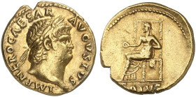 RÖMISCHE MÜNZEN. RÖMISCHE KAISERZEIT. Nero Augustus, 54 - 68.&nbsp;&nbsp; 
 Aureus. Rev. Thronende Salus.
RIC 66 (R2); BMC 54; Cal. 445 Gold 7,31 g ...