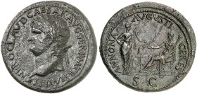 RÖMISCHE MÜNZEN. RÖMISCHE KAISERZEIT. Nero Augustus, 54 - 68.&nbsp;&nbsp; 
 Sesterz, Lugdunum. Linksbüste / Stehende Annona vor thronender Ceres an A...