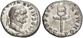 RÖMISCHE MÜNZEN. RÖMISCHE KAISERZEIT. Vespasianus, 69 - 79.&nbsp;&nbsp; 
 Denar. Rev. Geflügelter Caduceus.
RIC 684 2,69 g vz