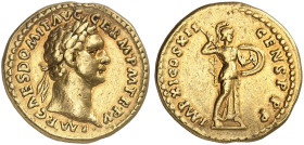 RÖMISCHE MÜNZEN. RÖMISCHE KAISERZEIT. Domitianus Augustus, 81 - 96.&nbsp;&nbsp; 
 Aureus. Rev. Stehende Minerva mit Speer und Schild.
RIC 424 (R2); ...