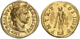 RÖMISCHE MÜNZEN. RÖMISCHE KAISERZEIT. Traianus, 98 - 117.&nbsp;&nbsp; 
 Aureus. Rev. Stehender Hercules auf Altar.
RIC 49 var. (Büste nicht drapiert...