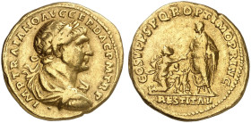 RÖMISCHE MÜNZEN. RÖMISCHE KAISERZEIT. Traianus, 98 - 117.&nbsp;&nbsp; 
 Aureus. Rev. Stehender Kaiser vor kniender Italia mit zwei Kindern.
RIC 106;...