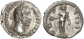RÖMISCHE MÜNZEN. RÖMISCHE KAISERZEIT. Antoninius Pius, 138 - 161.&nbsp;&nbsp; 
 Denar. Rev. Stehender Genius.
RIC 196; C. 220 3,70 g vz