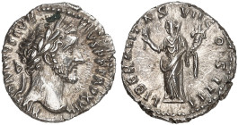 RÖMISCHE MÜNZEN. RÖMISCHE KAISERZEIT. Antoninius Pius, 138 - 161.&nbsp;&nbsp; 
 As. Rev. Stehende Liberalitas.
RIC 235; C. 522 3,14 g vz / prfr
