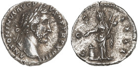 RÖMISCHE MÜNZEN. RÖMISCHE KAISERZEIT. Antoninius Pius, 138 - 161.&nbsp;&nbsp; 
 Denar. Rev. Opfernde Vesta.
RIC 238; C. 201 3,32 g fein getönt, ss -...