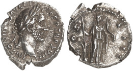 RÖMISCHE MÜNZEN. RÖMISCHE KAISERZEIT. Antoninius Pius, 138 - 161.&nbsp;&nbsp; 
 Denar. Rev. Stehende Fortuna.
RIC 240; C. 272 3,55 g dunkle Patina, ...