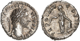 RÖMISCHE MÜNZEN. RÖMISCHE KAISERZEIT. Antoninius Pius, 138 - 161.&nbsp;&nbsp; 
 Denar. Rev. Stehende Annona mit Ähren und Modius auf Prora.
RIC 249;...
