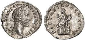 RÖMISCHE MÜNZEN. RÖMISCHE KAISERZEIT. Antoninius Pius, 138 - 161.&nbsp;&nbsp; 
 Denar. Rev. Stehende Pietas mit vier Kindern.
RIC 313d 3,34 g vz / p...