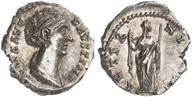 RÖMISCHE MÜNZEN. RÖMISCHE KAISERZEIT. Faustina I., gest. 141.&nbsp;&nbsp; 
 Denar. Rev. Stehende Venus.
RIC 346b; C. 41 3,36 g Sfr. am Rand, vz