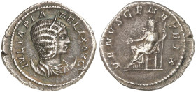 RÖMISCHE MÜNZEN. RÖMISCHE KAISERZEIT. Iulia Domna, gest. 217.&nbsp;&nbsp; 
 Antoninian. Rev. Thronende Venus.
RIC 388 4,89 g ss - vz