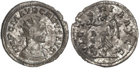 RÖMISCHE MÜNZEN. RÖMISCHE KAISERZEIT. Carus, 282 - 283.&nbsp;&nbsp; 
 Antoninian, Lugdunum. Rev. Laufende Victoria n. links über zwei Gefangenen.
RI...
