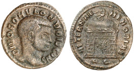 RÖMISCHE MÜNZEN. RÖMISCHE KAISERZEIT. Divus Romulus, Sohn des Maxentius, gest. 309.&nbsp;&nbsp; 
 Halbfollis, Rom. Rev. Adler auf Schrein.
RIC 239 1...