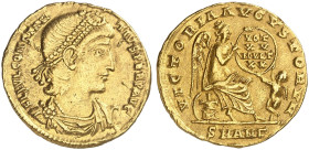 RÖMISCHE MÜNZEN. RÖMISCHE KAISERZEIT. Constantius II. Augustus, 337 - 361.&nbsp;&nbsp; 
 Solidus, Antiocheia. Rev. Thronende Victoria mit Votaschild,...