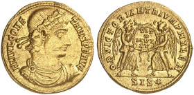 RÖMISCHE MÜNZEN. RÖMISCHE KAISERZEIT. Constans, 337 - 350.&nbsp;&nbsp; 
 Solidus, Siscia. Rev. Zwei stehende Victoriae halten Votaschild.
RIC 115 (R...
