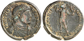 RÖMISCHE MÜNZEN. RÖMISCHE KAISERZEIT. Iovianus, 363 - 364.&nbsp;&nbsp; 
 Doppelmaiorina, Antiocheia. Rev. Kaiser mit Standarte und Victoria.
RIC 228...