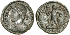 RÖMISCHE MÜNZEN. RÖMISCHE KAISERZEIT. Procopius, 365 - 366.&nbsp;&nbsp; 
 Centenionalis, Constantinopolis. Linksbüste / Stehender Kaiser mit Standart...