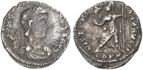 RÖMISCHE MÜNZEN. RÖMISCHE KAISERZEIT. Constantinus III., 407 - 411.&nbsp;&nbsp; 
 Siliqua, Lugdunum. Rev. Thronende Roma.
RIC 1714 (R4) 1,78 g dunkl...