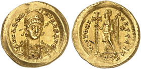 RÖMISCHE MÜNZEN. RÖMISCHE KAISERZEIT. Marcianus, 450 - 457.&nbsp;&nbsp; 
 Solidus, Constantinopolis. Rev. Stehende Victoria mit Langkreuz.
RIC 509 G...