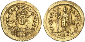 RÖMISCHE MÜNZEN. RÖMISCHE KAISERZEIT. Leo I., 457 - 474.&nbsp;&nbsp; 
 Ein weiteres Exemplar. 9. Offizin.
Gold 4,44 g f. vz