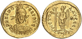 RÖMISCHE MÜNZEN. RÖMISCHE KAISERZEIT. Zeno, 474 - 491.&nbsp;&nbsp; 
 Solidus, Constantinopolis. Rev. Stehende Victoria mit Langkreuz. 10. Offizin.
R...