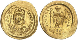 BYZANTINISCHE MÜNZEN. Iustinianus I., 527 - 565.&nbsp;&nbsp; 
 Solidus. Stehender Engel mit Kreuzstab und Kreuzglobus. 1. Offizin.
S. 139 Gold 4,44 ...