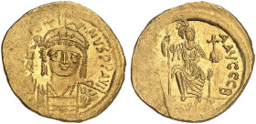 BYZANTINISCHE MÜNZEN. Iustinus II., 565 - 578.&nbsp;&nbsp; 
 Solidus. Frontalbüste mit Victoria / Thronende Constantinopolis, 2. Offizin.
S. 345 Gol...
