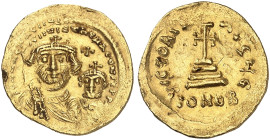BYZANTINISCHE MÜNZEN. Heraclius, 610 - 641.&nbsp;&nbsp; 
 Ein weiteres Exemplar. 5. Offizin.
Gold 4,46 g Doppelschlag, kl. Rdf., ss