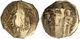 BYZANTINISCHE MÜNZEN. Andronikos II. und III., 1325 - 1334.&nbsp;&nbsp; 
 Ein weiteres, ähnliches Exemplar.
Gold 3,11 g beschnitten, s - ss