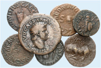 LOTS ANTIKER MÜNZEN.&nbsp;&nbsp; 
 Lot von 7 Stück: Römische Kleinbronzen, Quadrantes von Augustus (2x), Caligula, Claudius (2x), Nero; Semis von Ner...