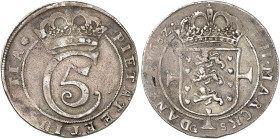 EUROPA. DÄNEMARK. Christian V., 1670-1699.&nbsp;&nbsp; 
 4 Mark 1682.
Dav. 3637, Hede 121 min. Sfr., ss