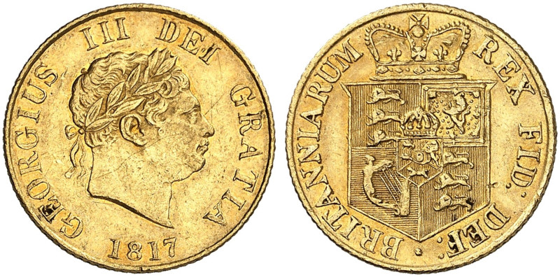 EUROPA. ENGLAND. George III., 1760-1820.&nbsp;&nbsp; 
 1/2 Sovereign 1817.
Fri...