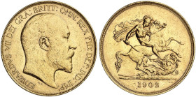 EUROPA. ENGLAND. Edward VII., 1901-1910.&nbsp;&nbsp; 
 5 Pounds 1902.
Friedb. 398, S. 3965, Schlumb. 469 Gold min. Rdf., f. vz