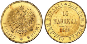 EUROPA. FINNLAND. - unter russischer Herrschaft. Alexander III., 1881-1894.&nbsp;&nbsp; 
 10 Markkaa 1882 S.
Friedb. 5, Uzd. 4727, Bitkin 229, Schlu...