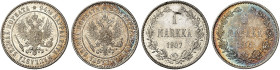 EUROPA. FINNLAND. - unter russischer Herrschaft. Nikolaus II., 1894-1917.&nbsp;&nbsp; 
 Lot von 2 Stück: 1 Markka 1907, 1915.
Uzd. 4792, 4831, Bitki...