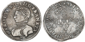 EUROPA. FRANKREICH. - Königreich. Charles IX., 1560-1574.&nbsp;&nbsp; 
 Teston 1565, M - Toulouse.
Dupl. 1063 dunkle Patina, ss