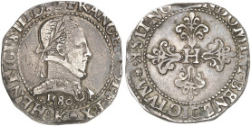 EUROPA. FRANKREICH. - Königreich. Henri III., 1574-1589.&nbsp;&nbsp; 
 Franc d'argent 1580, H - La Rochelle.
Dupl. 1130 ss